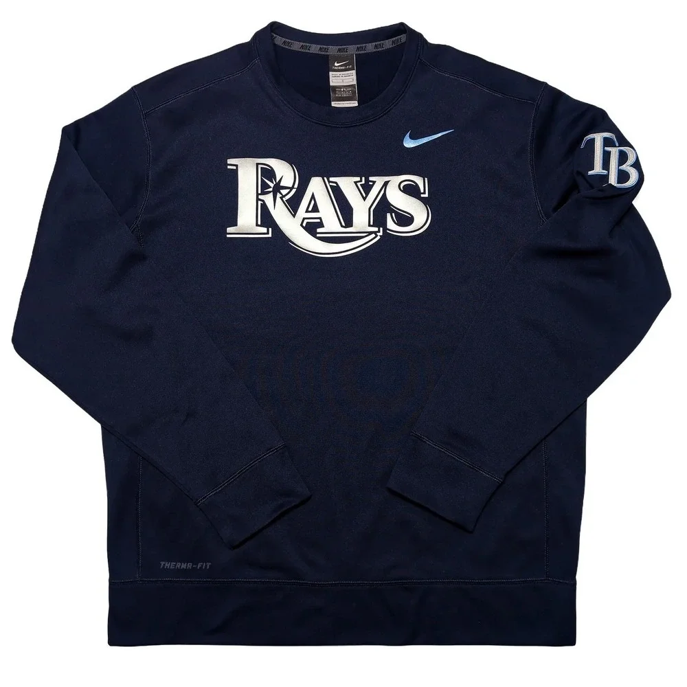 NIKE Tampa Bay Rays MLB Performance Sweatshirt Navy Blue Large L